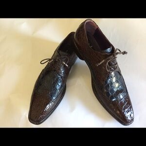 Elegant Brown Crocodile Pattern Oxfords